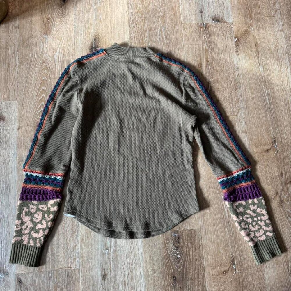 Free People Olive “Switch It Up” Thermal Sweater Size M - Picture 3 of 6